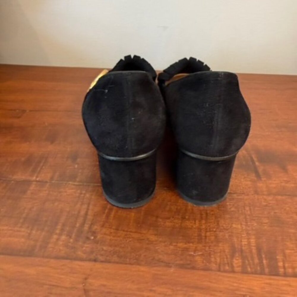 Gucci GG Marmont Fringe Loafer Pumps Black Suede Block Heel EU 37 - Picture 4 of 10